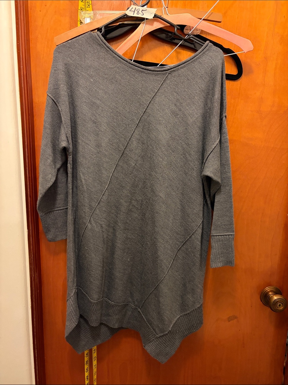 Christopher & Banks Charcoal Asymmetrical Scoopneck Sweater